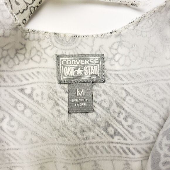 Converse gray sleeveless sheer top tie straps M - Picture 6 of 7